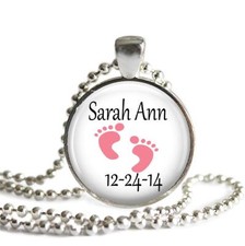Custom Made New Baby Girl Pendant Baby Name Date Personalized Charm D01