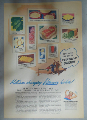 Ovaltine Drink Ad: ''Millions Changing Vitamin Habits!''  1946 Size 11 x 15 inches
