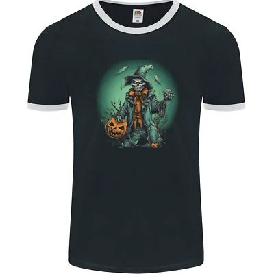 Halloween Schädel Mit Einem Kürbis Herren Ringer Maglietta FotL - Bild 1 von 2