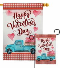 Valentines Truck Garden Flag Spring Decorative Small Gift Yard House Banner