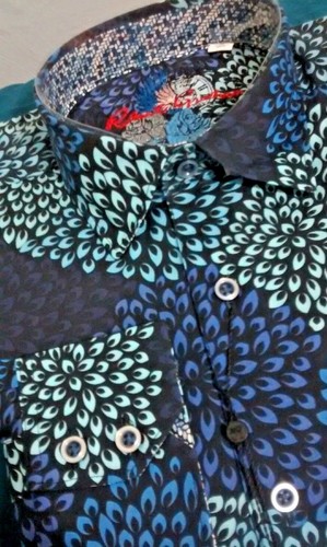 Camicia uomo Robert Graham S manica lunga abbottonata nuova con etichetta astratta floreale Classicf - Foto 5 di 12