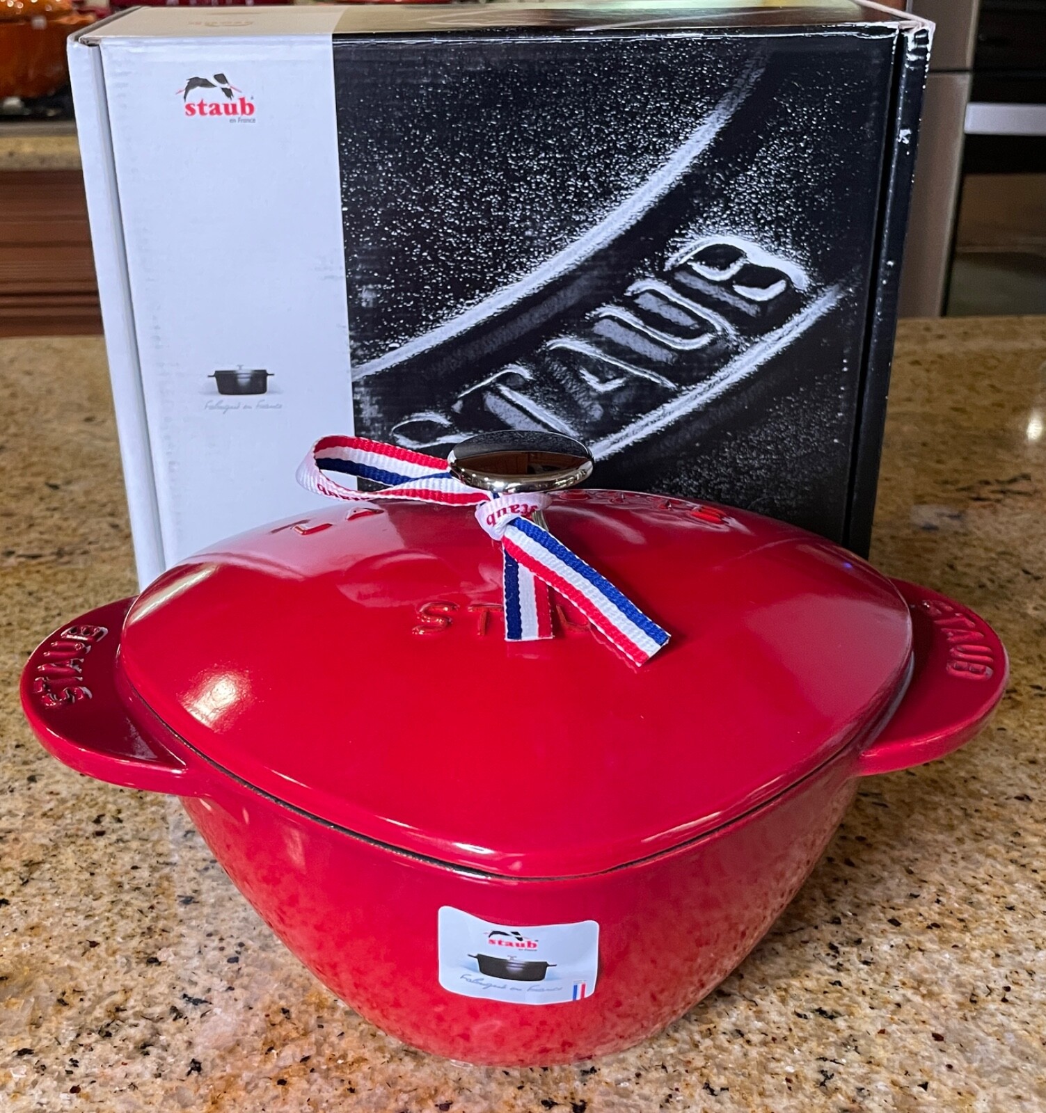 Staub Cast Iron Heart Cocotte 1.75 qt / Cherry Red / New In Box! No