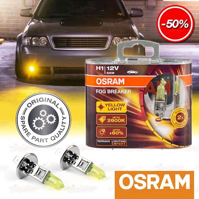 2er OSRAM H1 FOG BREAKER Scheinwerfer Auto Lampen 2600K Gelb NEBELSCHEINWERFER