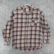 Field  Stream Shirt Mens Medium Long Sleeve Button Up Navy Gray Plaid Flannel