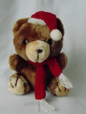 Russ Berrie Brown Bear w/Santa Cap CHILLY Made in KOREA VINTAGE 60s 70s 5"