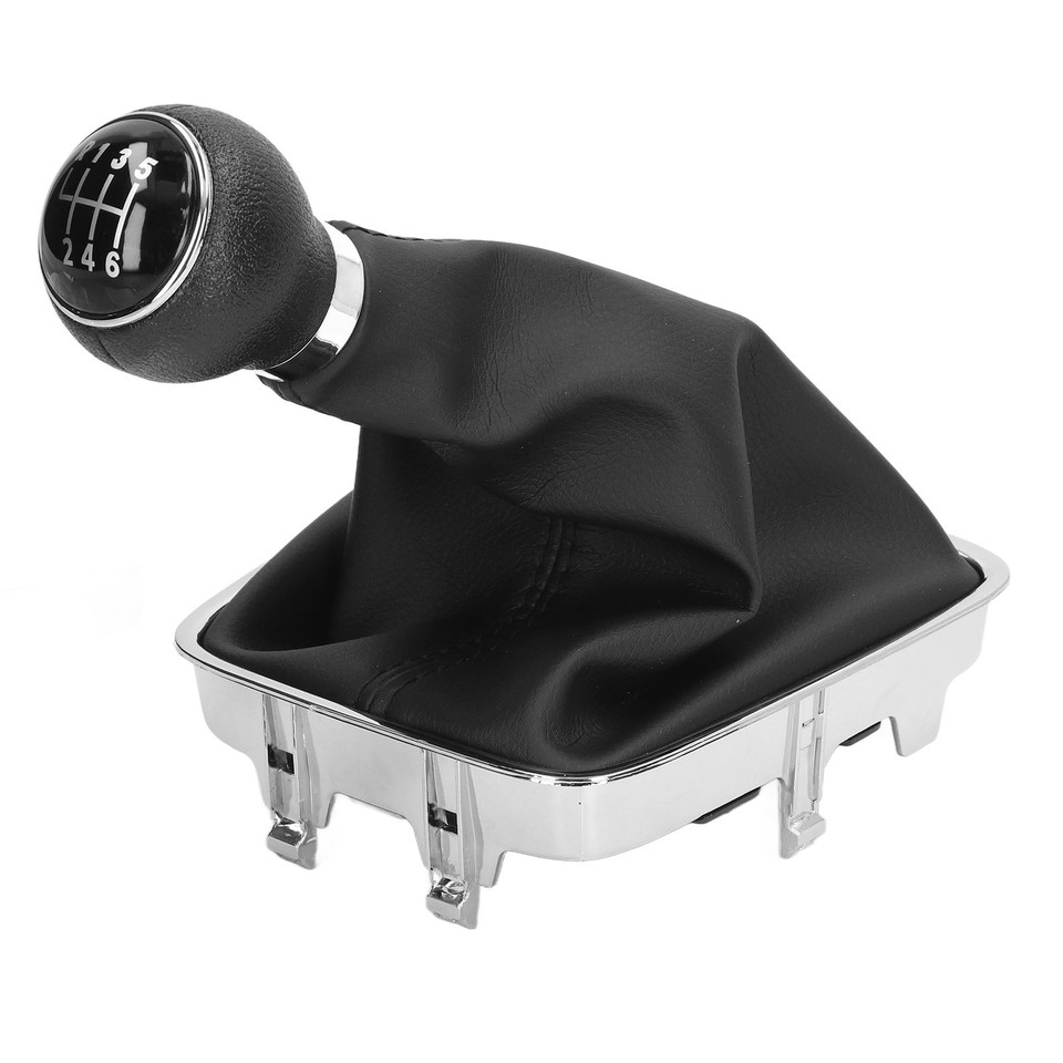 ･Black 6 Speed Gear Shift Knob With PU Leather Boot Automotive Body