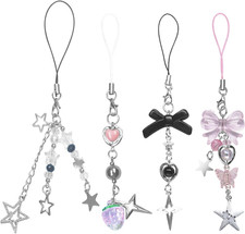 1-4PCS Cute Phone Charms Aesthetic Y2K Cell Phone Charms Strap Pink Strawberry B
