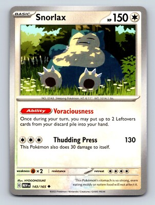 Snorlax HP 150 Voraciousness Ability Thudding Press Attack White
