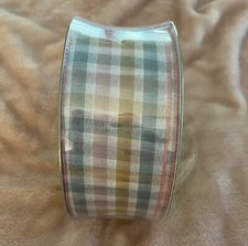 Member's Mark Premium Wired Ribbon 50 Yards 2.5in Width, Colorful Plaid NEW