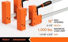 Jorgensen 18  Bar Clamp Set, 2-pack 90  Parallel Clamp Cabinet Master, Steel Jaw