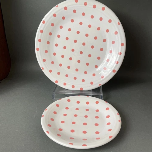 HTF Fiesta White Peony Dots Dinner Plate, Salad Plate  HLCCA Outlet Exclus