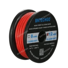 12 Gauge Flexible Silicone Wire Red 50 ft 600V 200 deg C Tinned Copper Wire