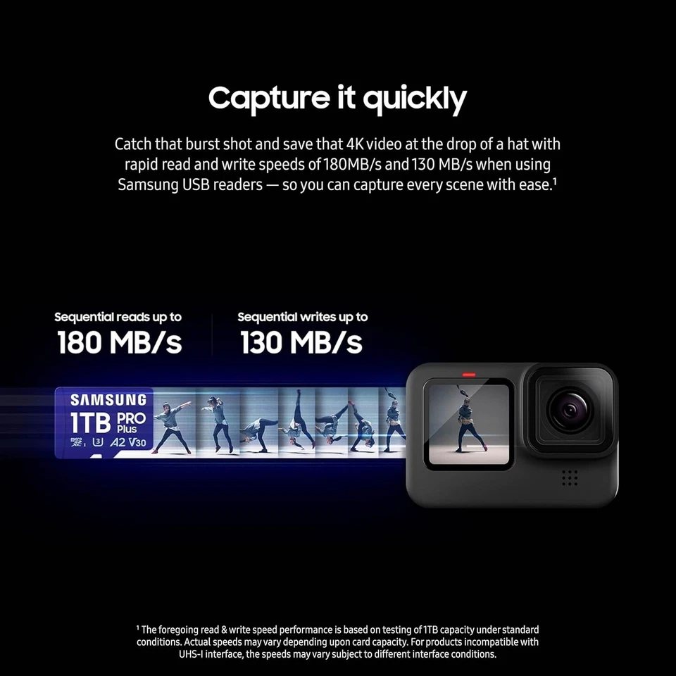 Samsung Pro Plus 128GB 256GB 512GB Class 10 U3 A2 SDXC Micro SD Card 180MB/s - Image 2 of 4