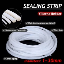 Silicone Solid Rubber Sealing Strip Round Bar Rods Ø1-30mm High Temp Waterproof