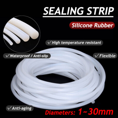 #ad Silicone Solid Rubber Sealing Strip Round Bar Rods Ø1 30mm High Temp Waterproof $217.38