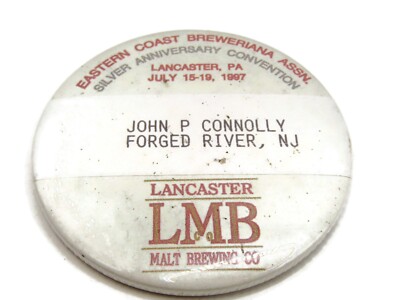 Eastern Coast Breweriana 1997 Pin Button Lancaster PA Convention LMB Malt Brewin
