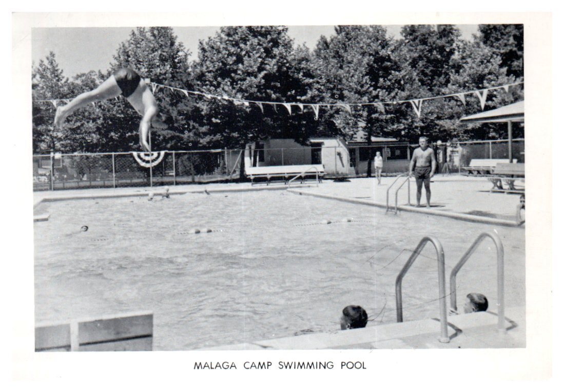 Postal RPPC Real Photo Sin Publicidad Piscina Camp Malaga Newfield New Jersey