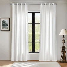White Velvet Light Filtering Thermal Insulated Curtains 96 Inches Long, Grommet