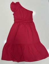 Chelsea28 Women's Pink Swiss Dot One Shoulder Midi Dress Medium NWOT