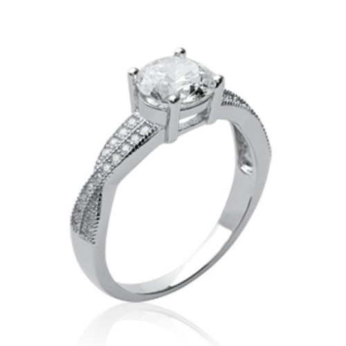 Bague Argent Massif Solitaire Zirconium – Taille 60 – Bijou élégant Intemporel