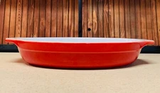EMILE HENRY Stoneware Casserole Dish RED - FRANCE 13" X 9" X 2 1/2" Oval 90.06