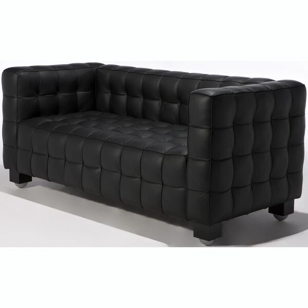 Assento amor couro genuíno design kubus botão ultra moderno em preto ou branco - Imagem 2 de 4