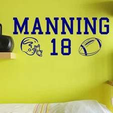 CUSTOM PERSONALIZED BOY GIRL CHILD NAME FOOTBALL HELMET NUMBER Vinyl Wall Decal