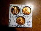 Lustrous RED Cartwheel Gem+ Brilliant Unc.  1947PDS Lincoln Penny Year Set L1