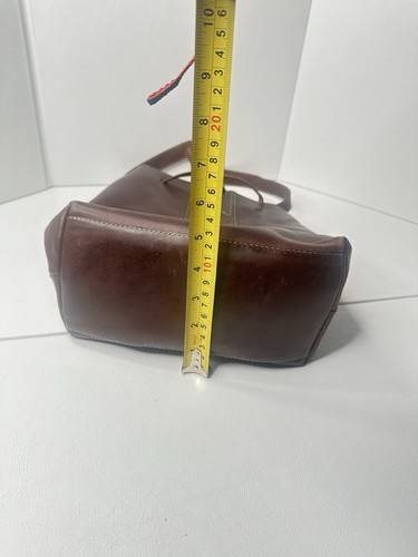 Vintage D'Nusa Leather Bucket Bag USA Brown Brass Hardware 10"x8"x5" Rare - Picture 8 of 10