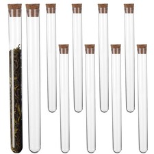 10 Pcs Plastic Test Tubes with Cork Stoppers, 15x150mm 15ml, Clear Vials with Se