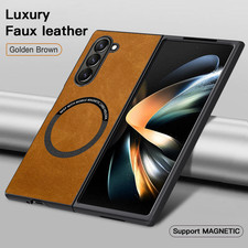 For Samsung Galaxy Z Fold 7 6 5 4 Mag Safe Magnetic Luxury Leather Case Cover