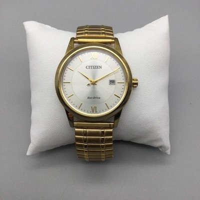 Citizen Eco-Drive Mens Watch 39mm Silver Gold Two Tone Stretch