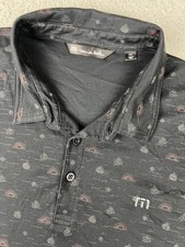 Travis Mathew Polo Shirt Mens 2XL Black Gray Sunset Print Golf Casual Peru