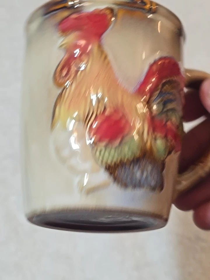 Taza de café Otagiri tema country coloridas tazas de cerámica de gallo Foto 2 de 4