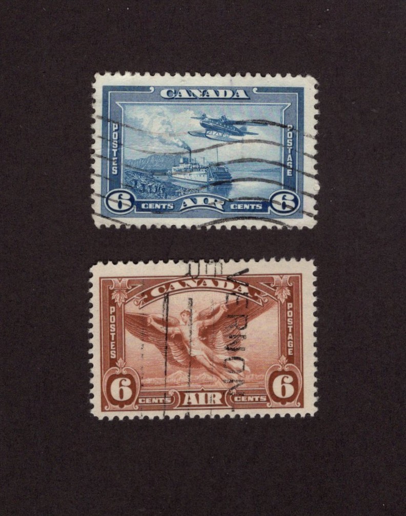 Canada Scott C5 & C6 - Airmail.  Used   #02 CANC5s2b