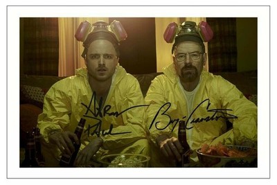 Aaron Paul Bryan Cranston Breaking Bad TV Show signed Autogramm Fotodruck A5