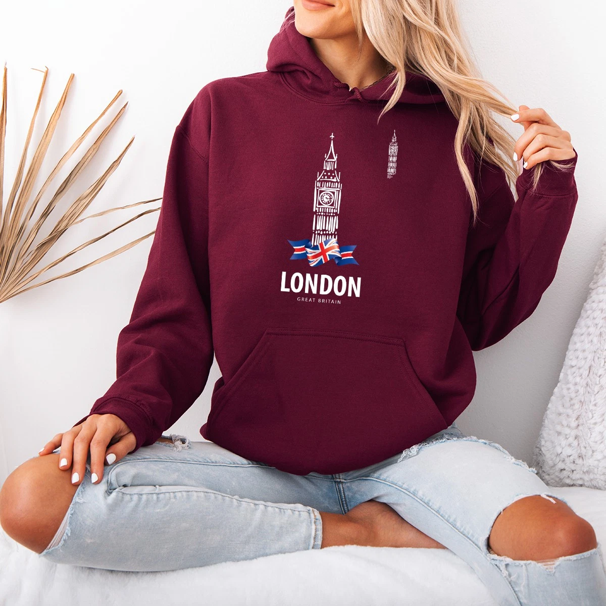 London Great Britain Womens Hoodie London Sightseeing Travel Gift For Her