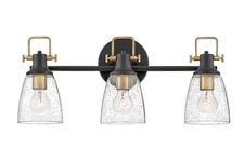 Hinkley Easton 51273BK 3 Light bath sconce - Black with Brass accents