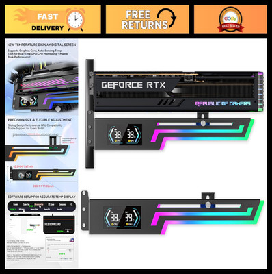 Adjustable GPU Support Bracket with Temp Display & RGB Lighting - Universal Grap