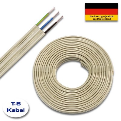 Stegleitung NYIFY-J 3x1,5 mm² flaches Elektrokabel Strom Kabel Kupfer Beige
