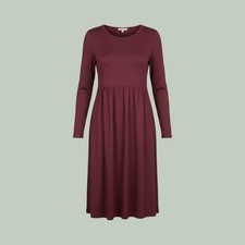 24seven Comfort Apparel Womens Burgundy Long Sleeve Empire Waist Midi Dress 3X
