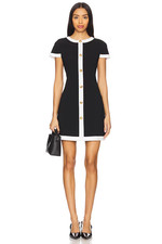 Alice + Olivia Coley Button Mini Shift Dress in Black & Off White 6 NWOT $440
