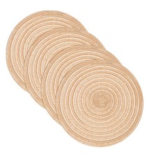 4Pcs Round Woven Placemats 7" Braided Placemat Khaki)