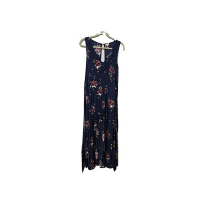 Hem & Thread Wrap Romper Blue Floral Womens Medium Tie Back Bloomcore Boho Gypsy
