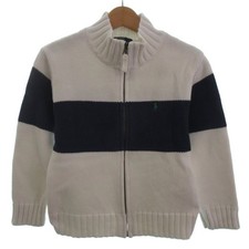 Ralph Lauren Kids Zip Up Knit Cardigan White Navy 130 Boys Used