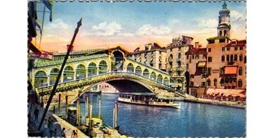 Venice Italy Rialto Bridge Postcard: 1950s Cecami Milan Capello View, Canal