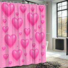 Adorable Pink Heart Shower Curtain for Fun Bathroom Decor