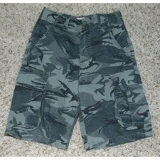 Boys Cargo Shorts 10 Green Camouflage Adjustable Waist Flat Front Route 66