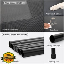 SIEMOUR XL Cooling Dog Bed Grey Mesh Raised Hammock 54"