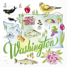 Boston International - 3-Ply 5" Cocktail Napkins - State Collection - Washington